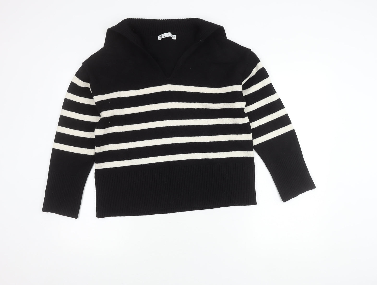 Zara Women's Black Striped Pullover Jumper XS