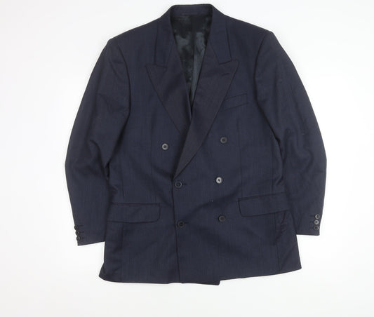 Jaeger Men's Navy Double-Breasted Blazer, Size 50