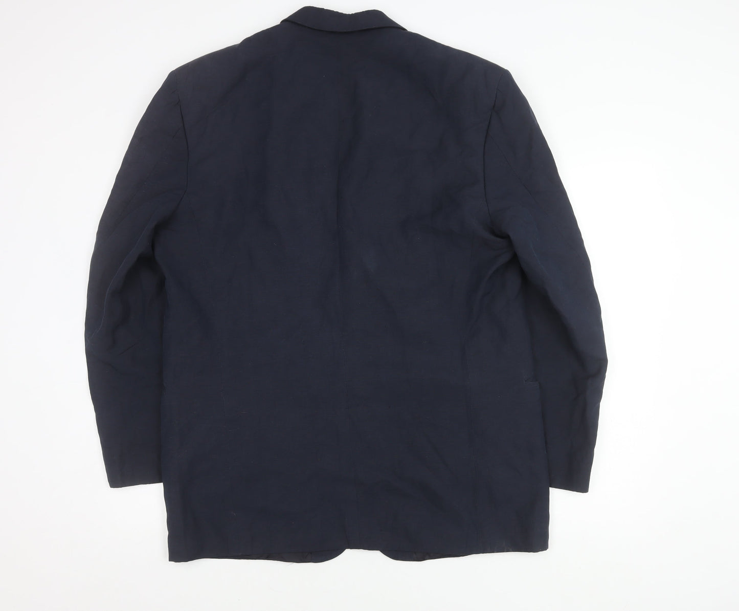 Jaeger Men's Blue Blazer, Size 44L, Linen-Silk Blend