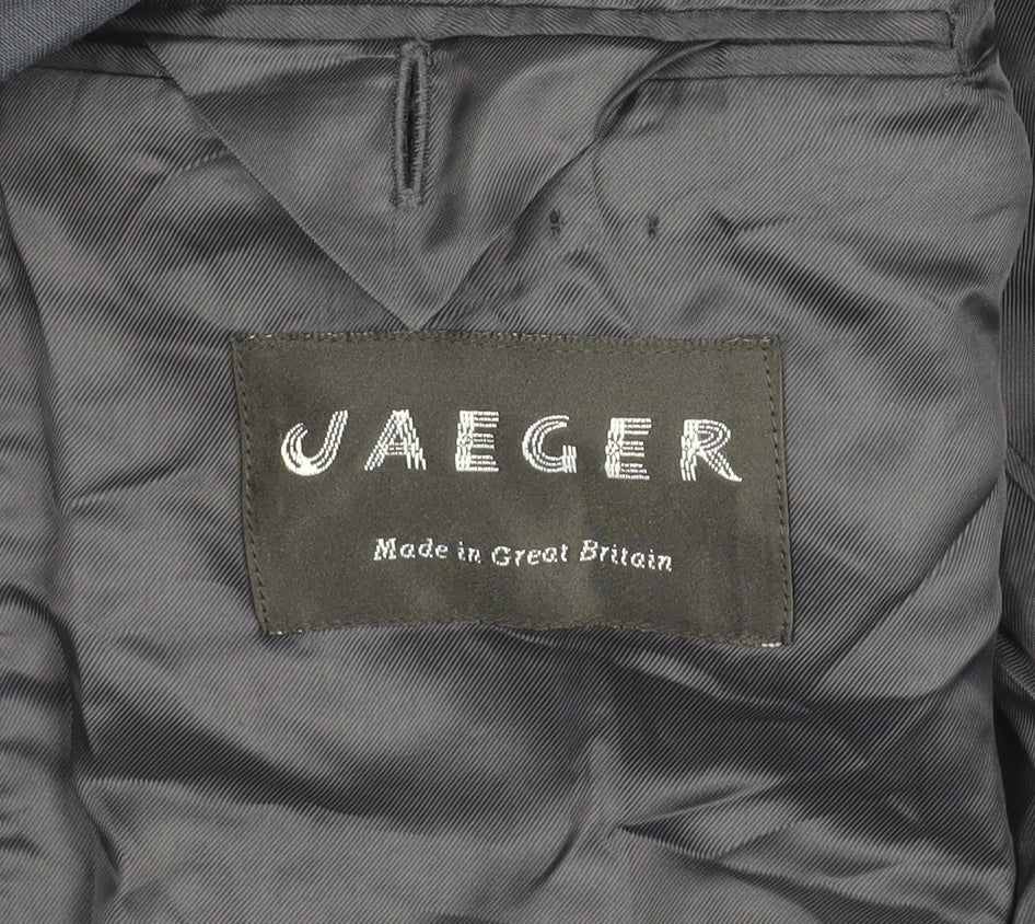 Jaeger Men's Blue Blazer, Size 44L, Linen-Silk Blend