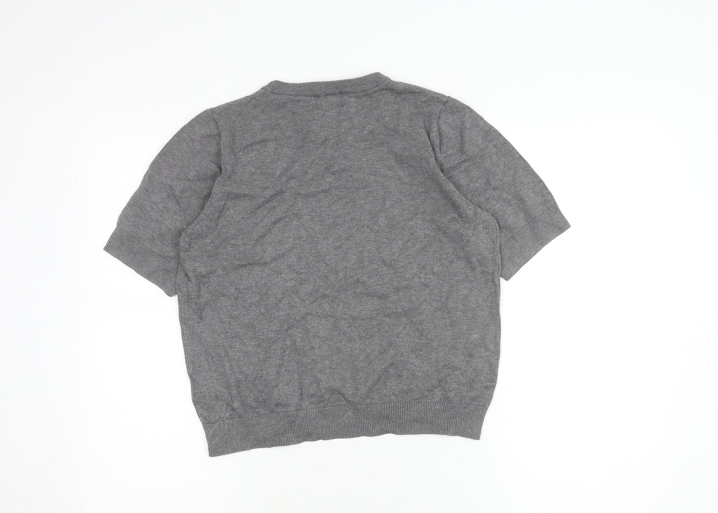 H&M Women's Grey Crew Neck Short Sleeve Knit Top Size 12