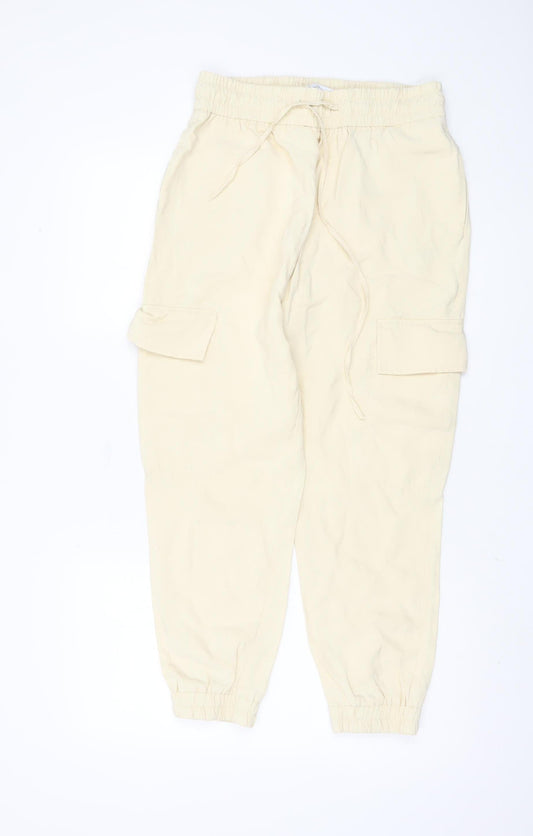 Zara Beige Cargo Trousers, Women, Size 10, Spring/Summer