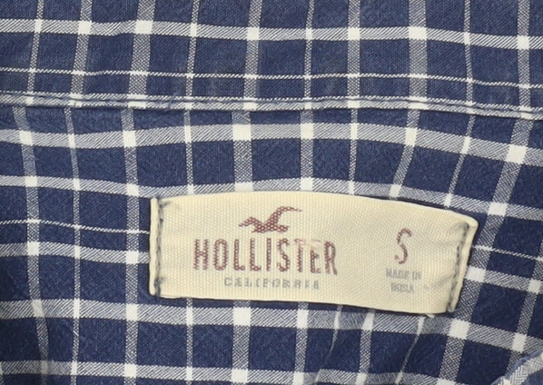 Hollister Men's Blue Small Checkered Button-Up Shirt