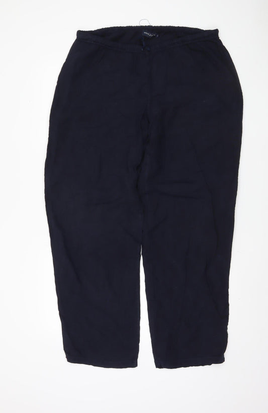 White Stuff Women's Blue Linen Trousers, Size M