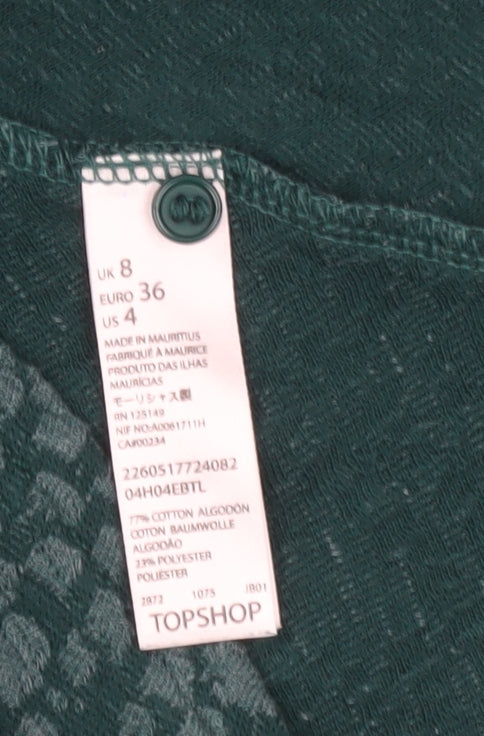 Topshop Green Geometric High Neck Dress - Women UK 8