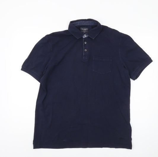 Hackett Men's Blue Slim Fit Polo Shirt L