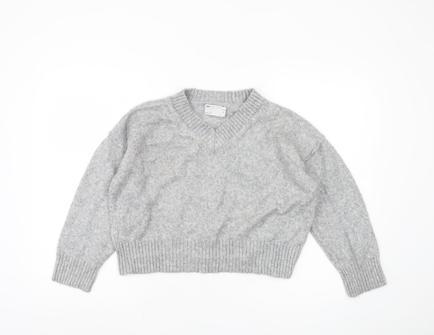 ASOS DESIGN Women's Grey V-Neck Pullover XS