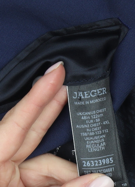 Jaeger Men's Blue Wool Blazer 48 Formal Jacket