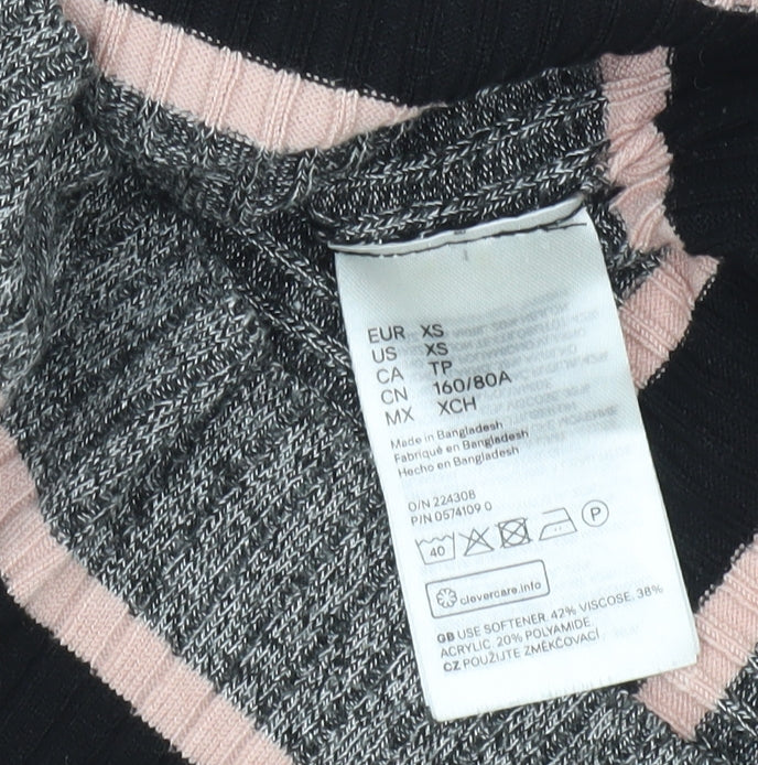 H&M Women's Multicoloured Striped Pullover Jumper - XS