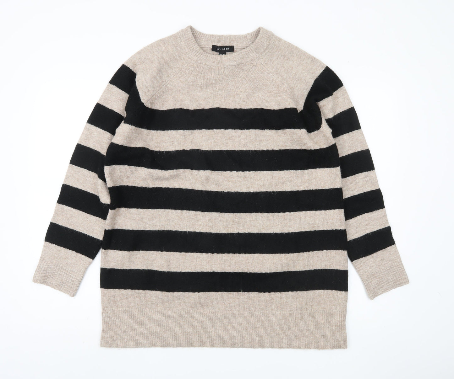 New Look Women's Beige Striped Pullover Jumper M