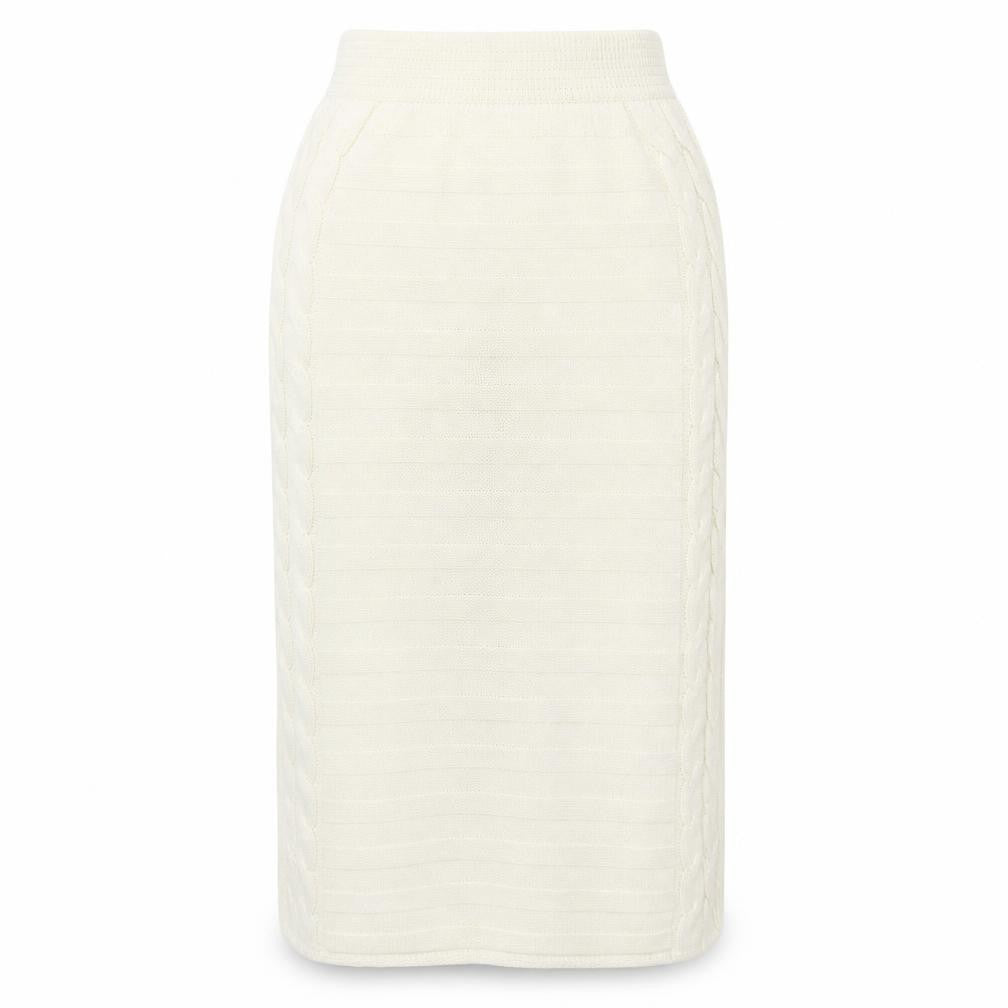 Front view of Missguided Women's Ivory Elastic Waist Skirt, size S