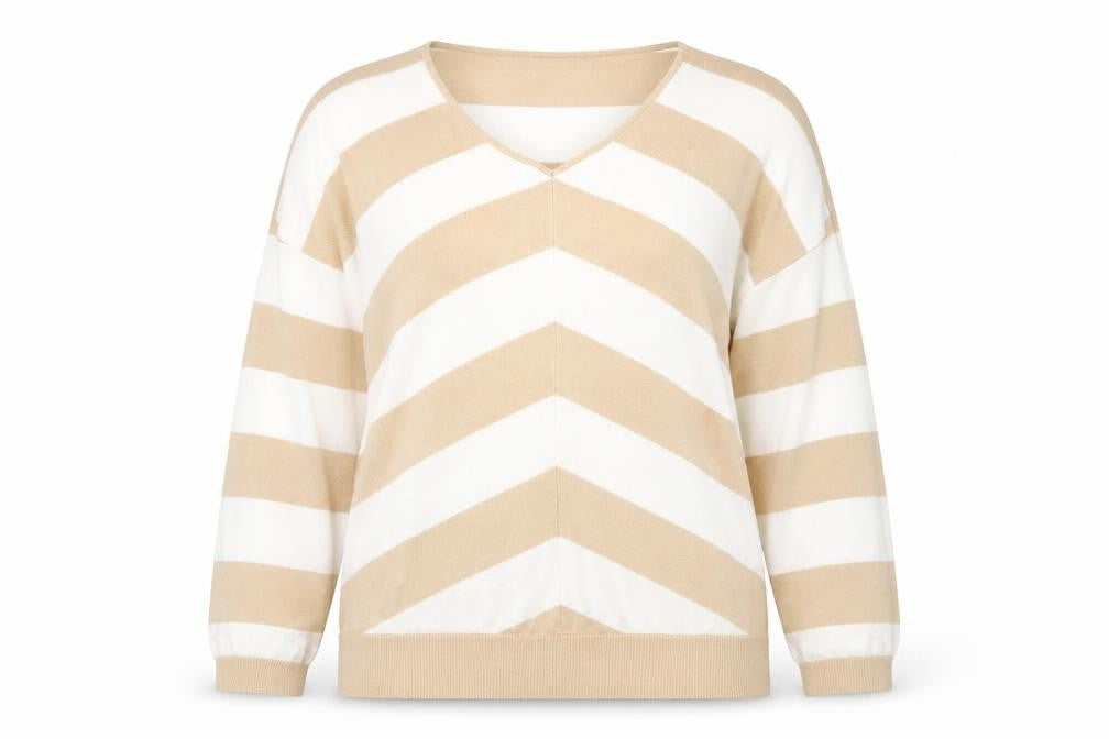 Front view of Encuentro Women’s Beige Striped jumper L