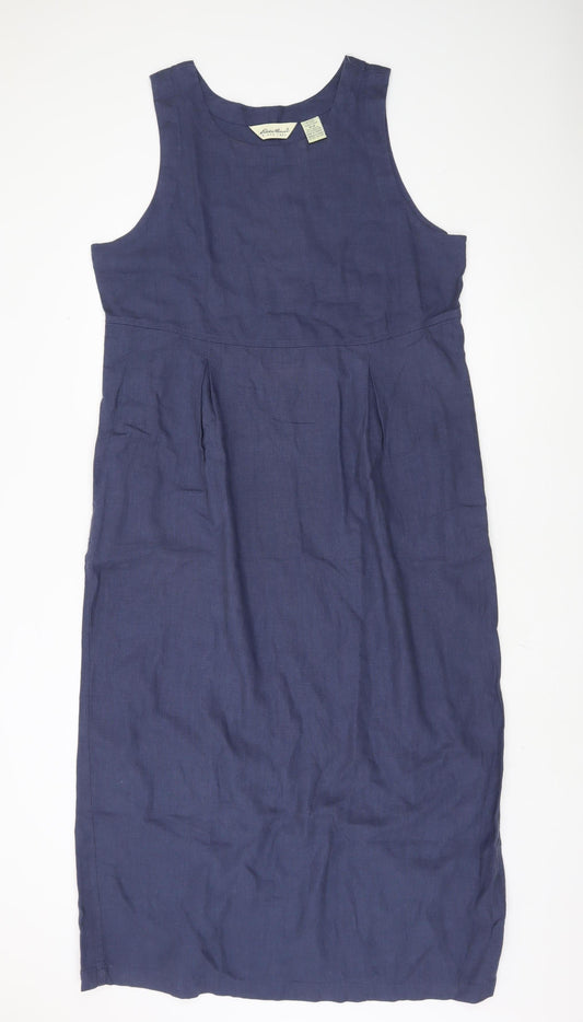 Eddie Bauer Women's Blue Linen Blend Tank Dress M