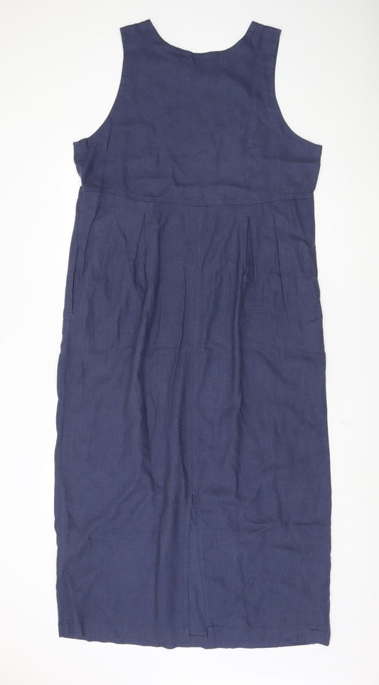 Eddie Bauer Women's Blue Linen Blend Tank Dress M