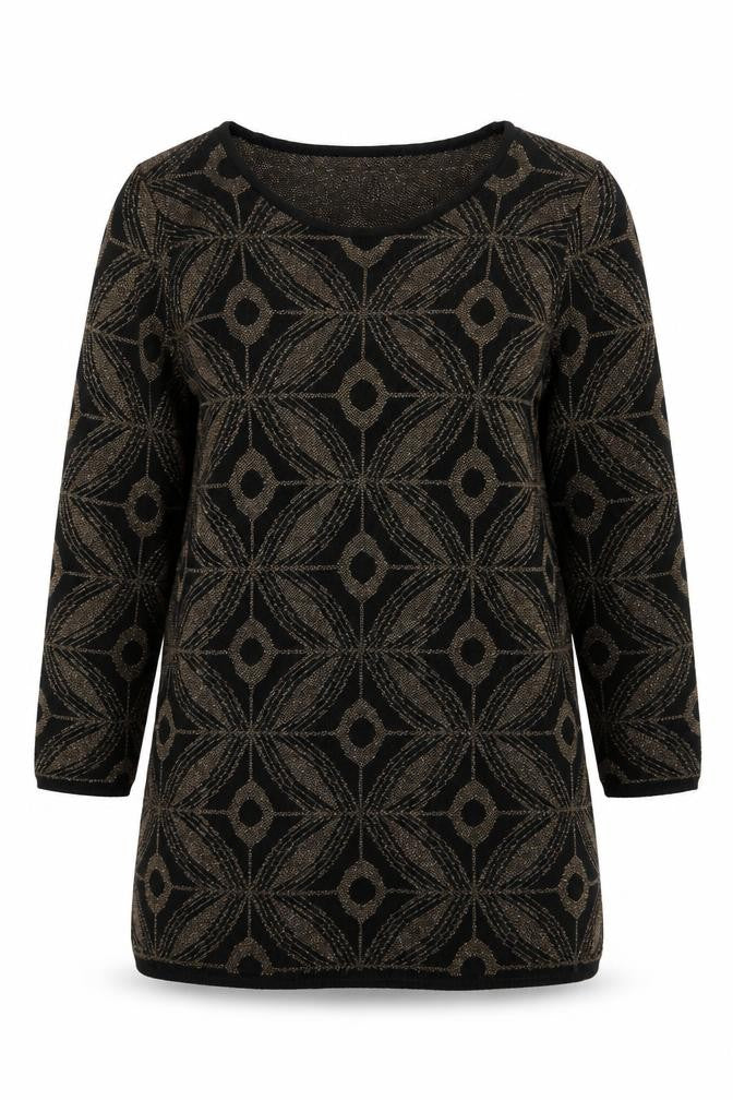 Marks and Spencer Women's Black Geometric Pullover Jumper UK 14