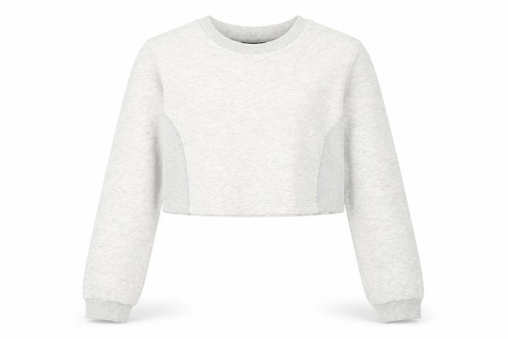 Front view of ASOS Women's Grey Cropped Pullover Sweatshirt, size 12