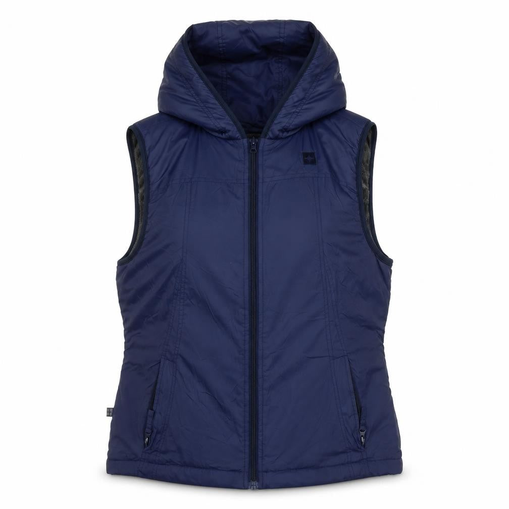 Front view of Mountain Warehouse Women's Blue Hooded Puffer Waistcoat, size 12