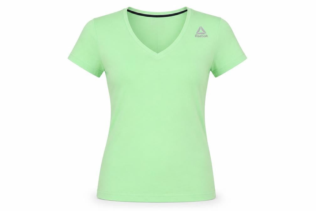Reebok Women's Green V-Neck T-Shirt S - Gym Essentials