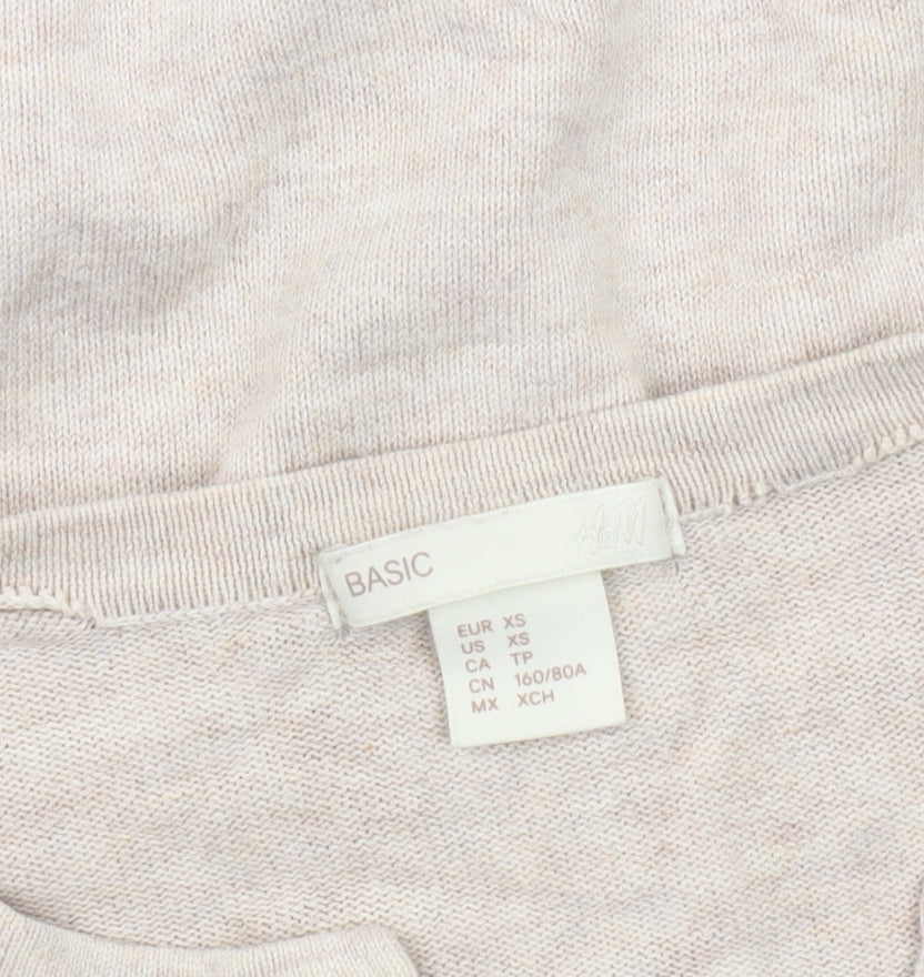 H&M Women's Beige XS Cardigan, Button Accents