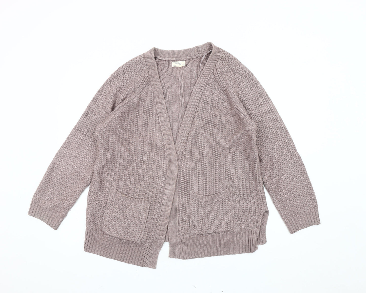 Fat Face Women's Beige Open Front Cardigan, Size 14, Waffle-Knit