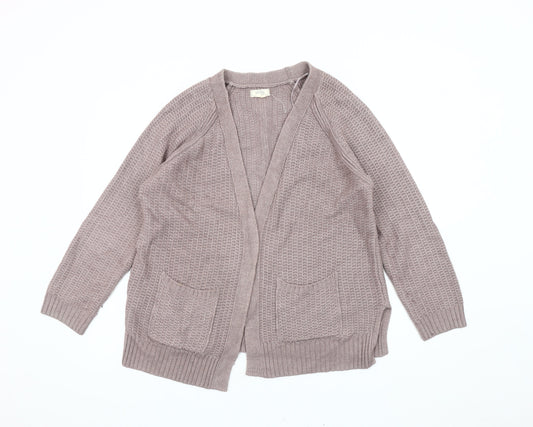 Fat Face Women's Beige Open Front Cardigan, Size 14, Waffle-Knit