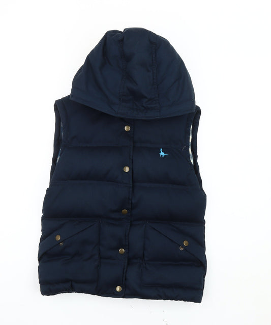 Jack Wills Women's Blue Puffer Waistcoat, Size 10, Hooded