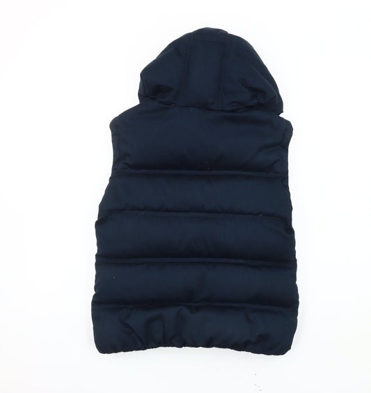Jack Wills Women's Blue Puffer Waistcoat, Size 10, Hooded