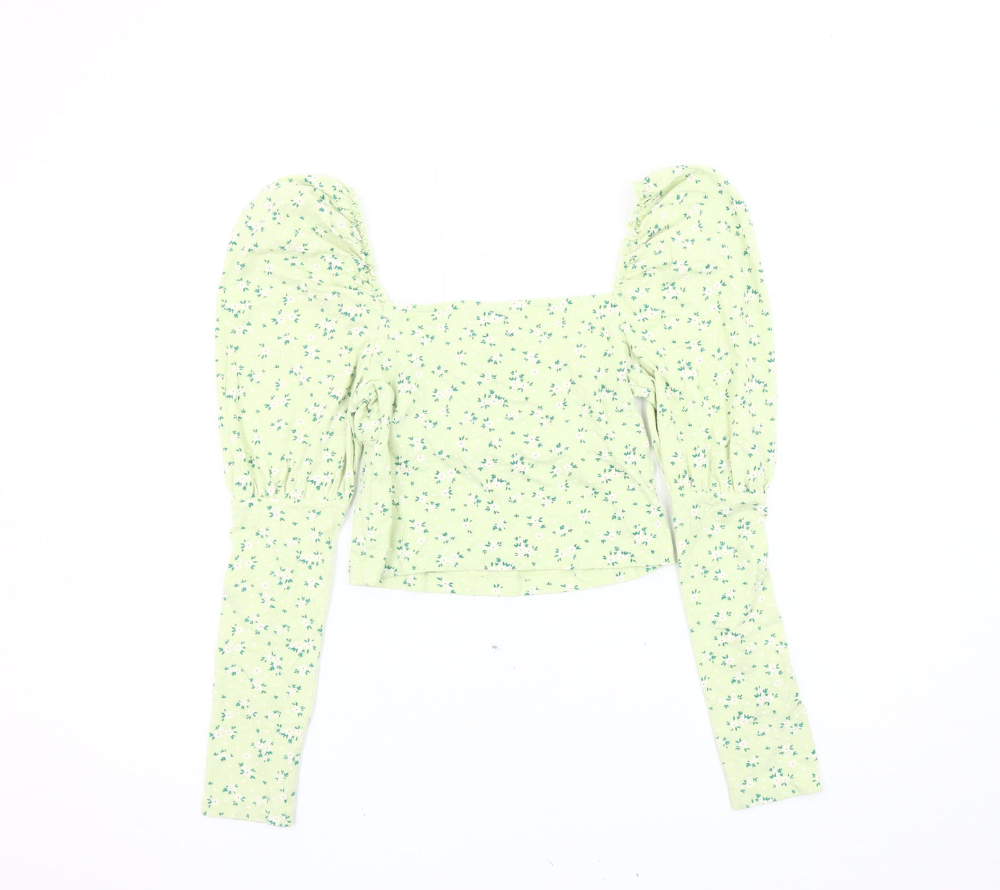 ASOS DESIGN Women's Green Floral Cropped Blouse UK 12