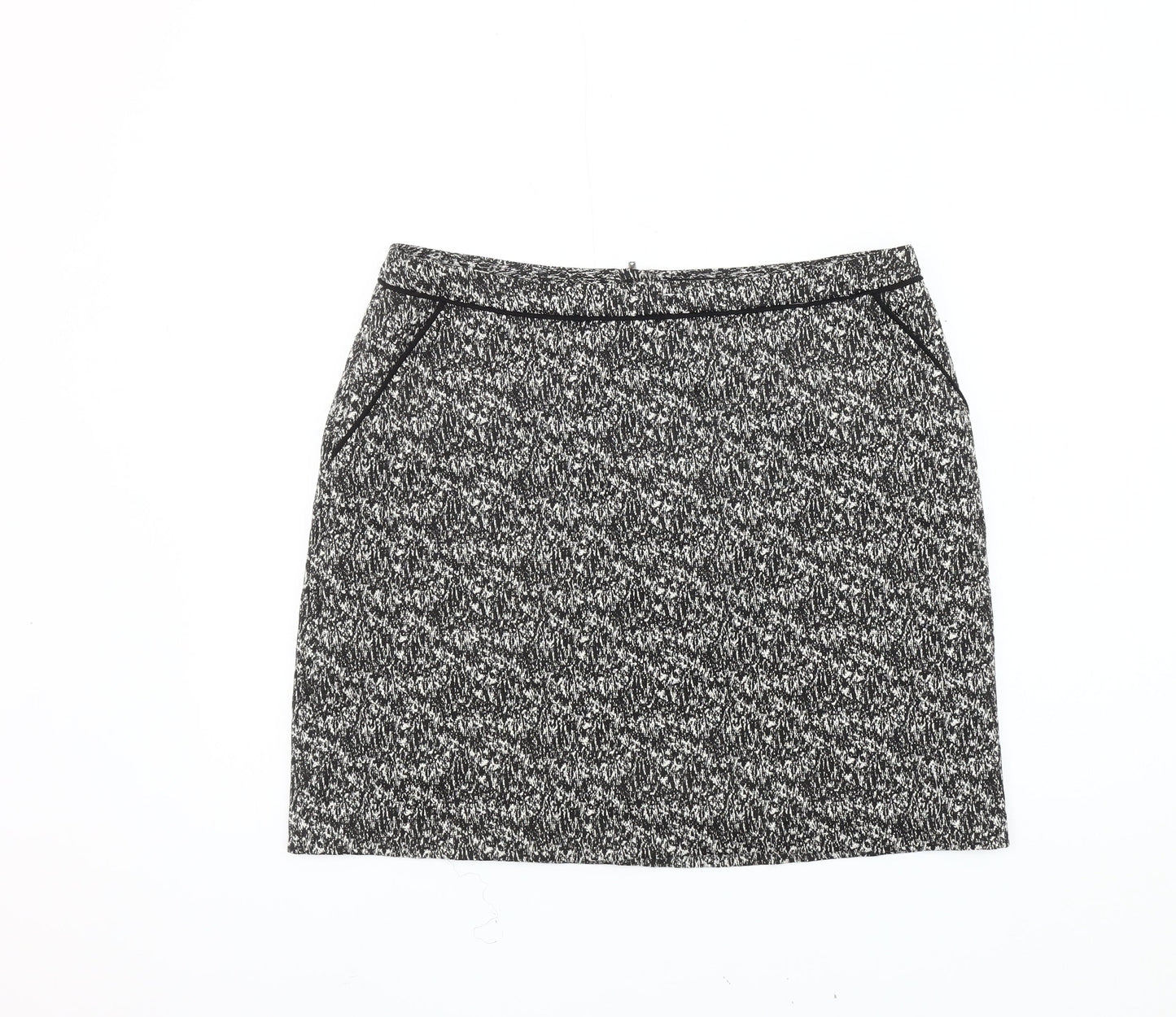 Wallis Women's Black Tweed Knee Length Pencil Skirt Size 14