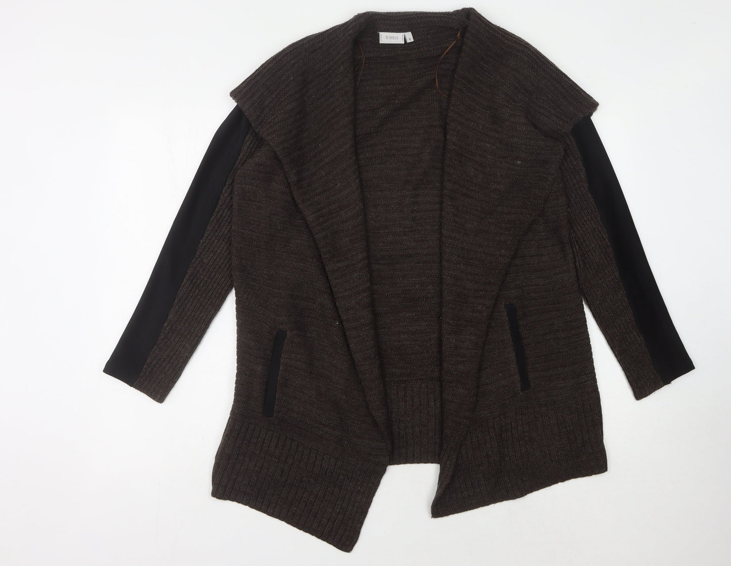 Fransa Women's Brown Open Front Cardigan, Size S, Casual Style
