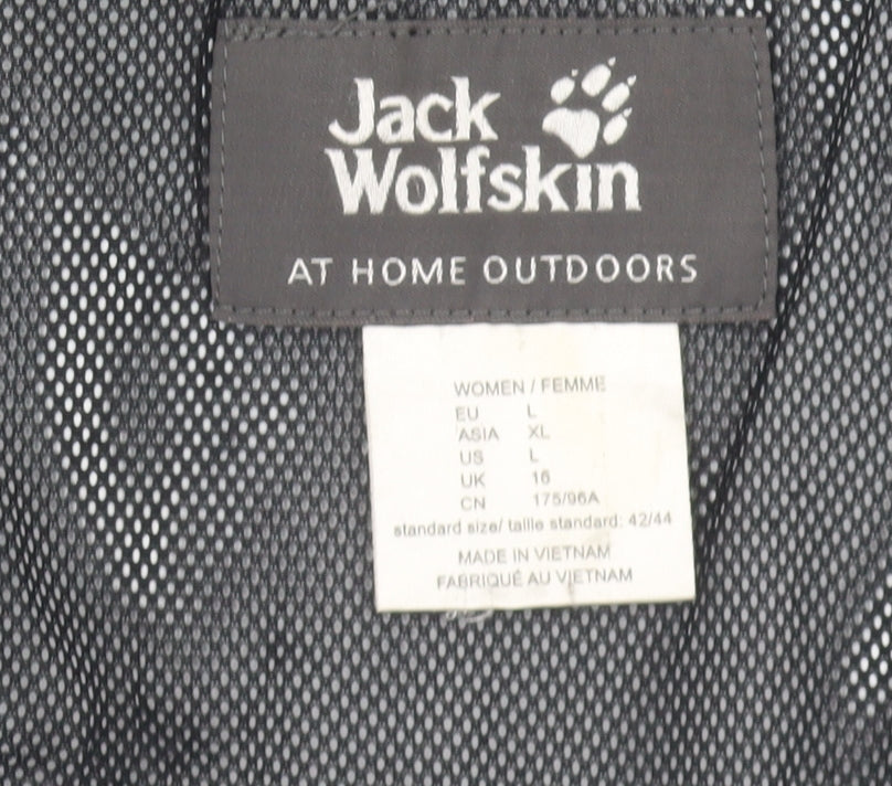 Jack Wolfskin Women's Blue Hooded Rain Coat Size 16