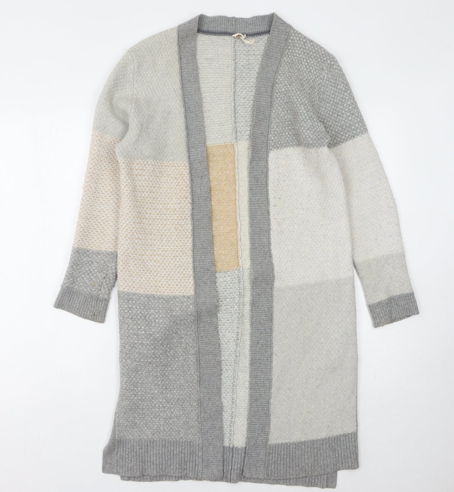 White Stuff Women’s Grey Open Front Cardigan, Size 12, Wool Blend