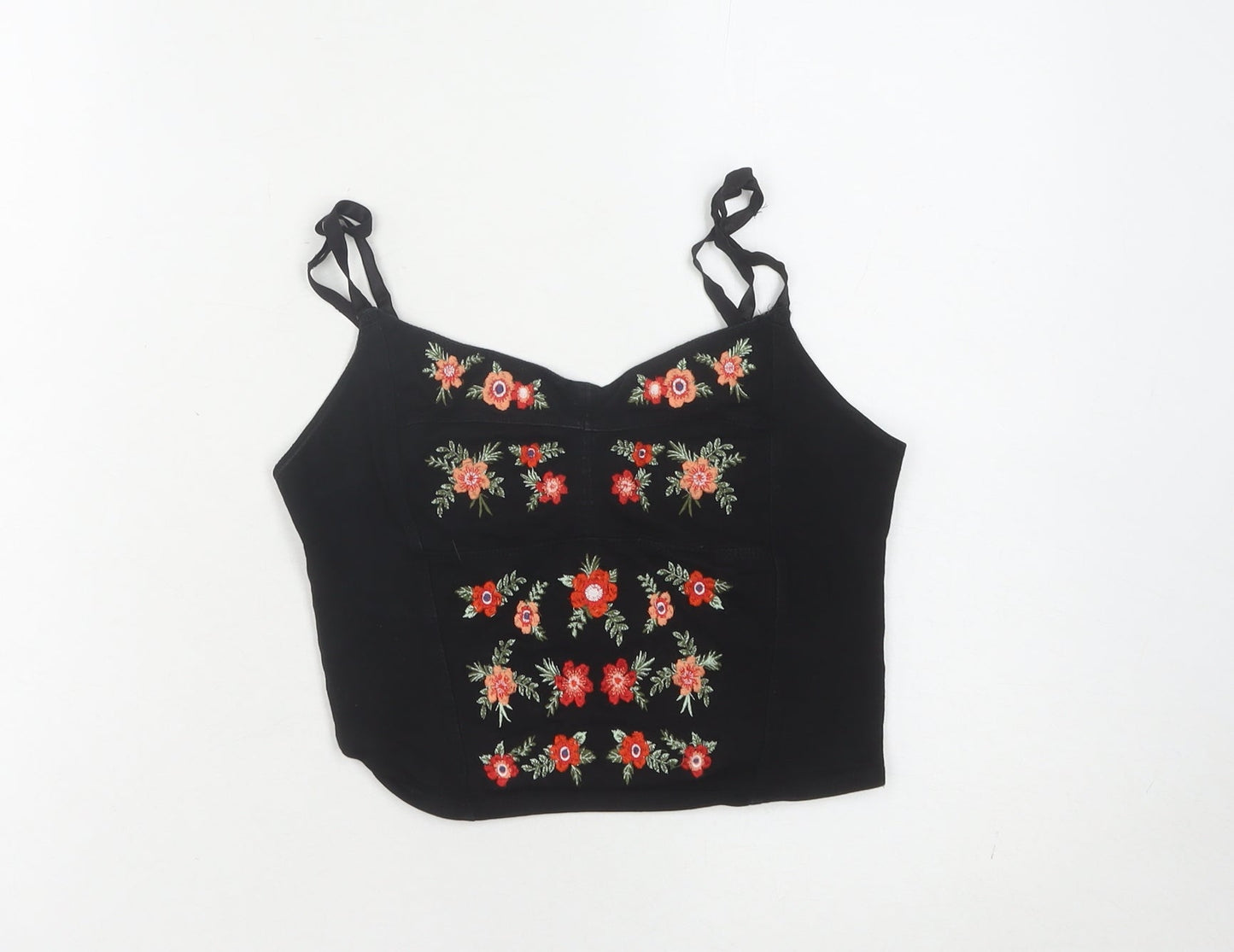 New Look Women’s Black Embroidered Camisole Tank - Size 8