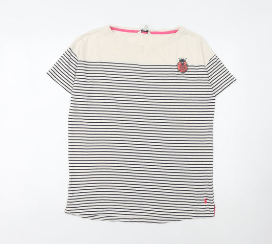 Joules Women's Beige Striped T-Shirt Size 10