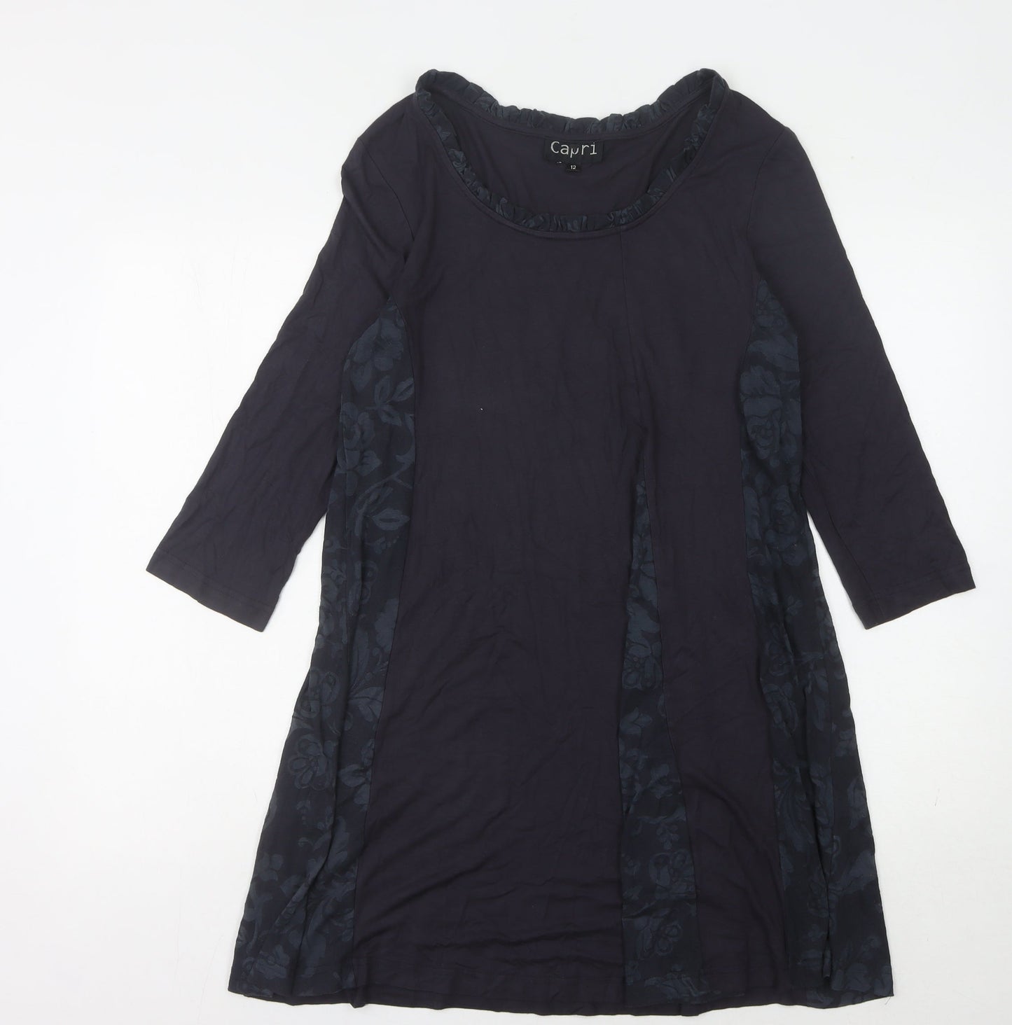 Capri Women's Black Floral Shift Dress Size 12