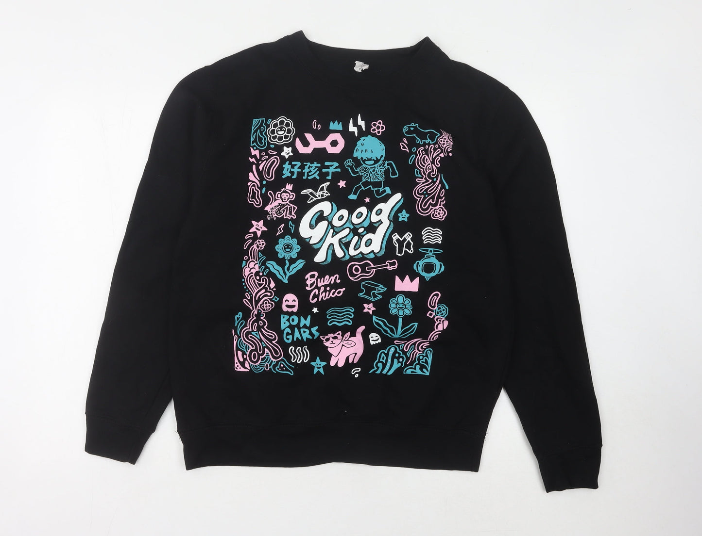 Just Hoods Unisex Black Graphic Sweatshirt M