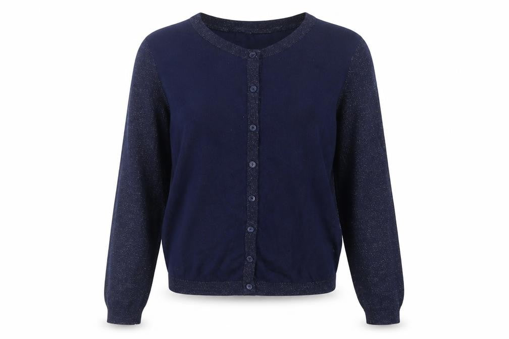Dickins & Jones Women's Blue Cardigan, Size S, Crew Neck