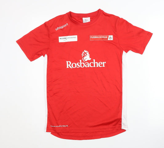 Uhlsport Boys Red T-Shirt 13-14 Years Logo Activewear