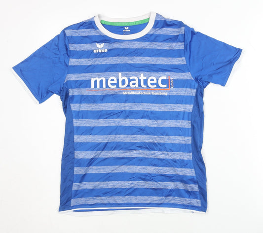 Erima Boys Blue Size L Striped Jersey T-Shirt