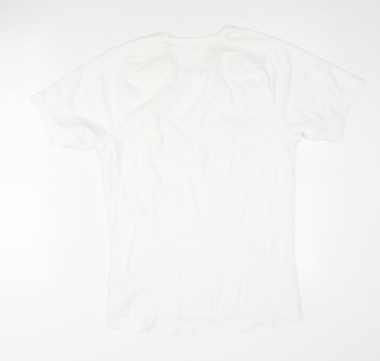 Odlo Men's White T-Shirt, M, Solid, Machine Washable