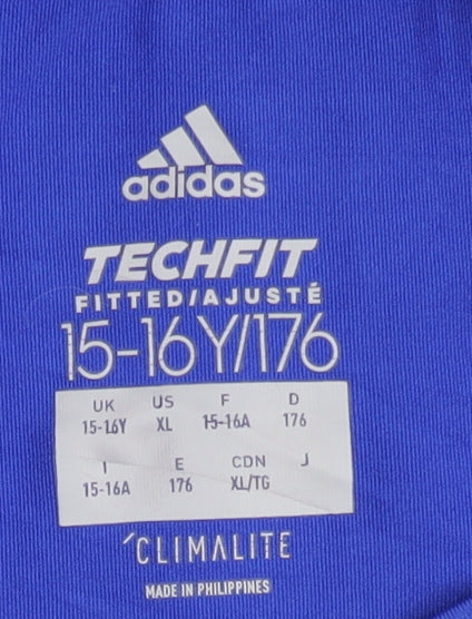 Adidas Boys Blue TechFit Gym T-Shirt 16 Years Athletic Fit