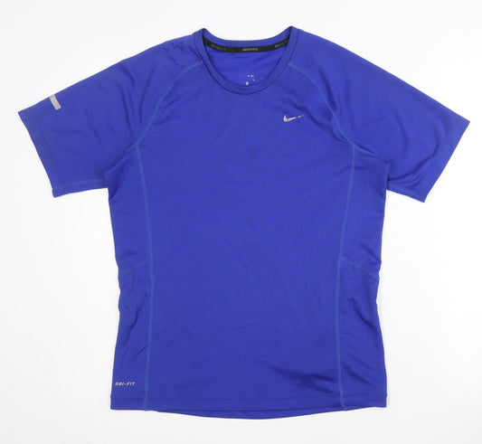 Nike Men's Blue T-Shirt, Size S, Running, Breathable