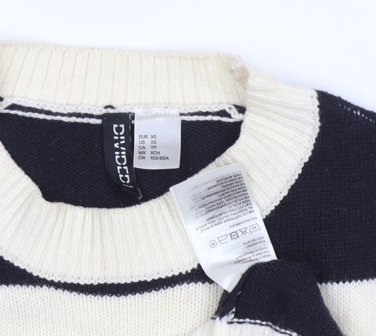 Divided Women's Black XS Striped Pullover Jumper