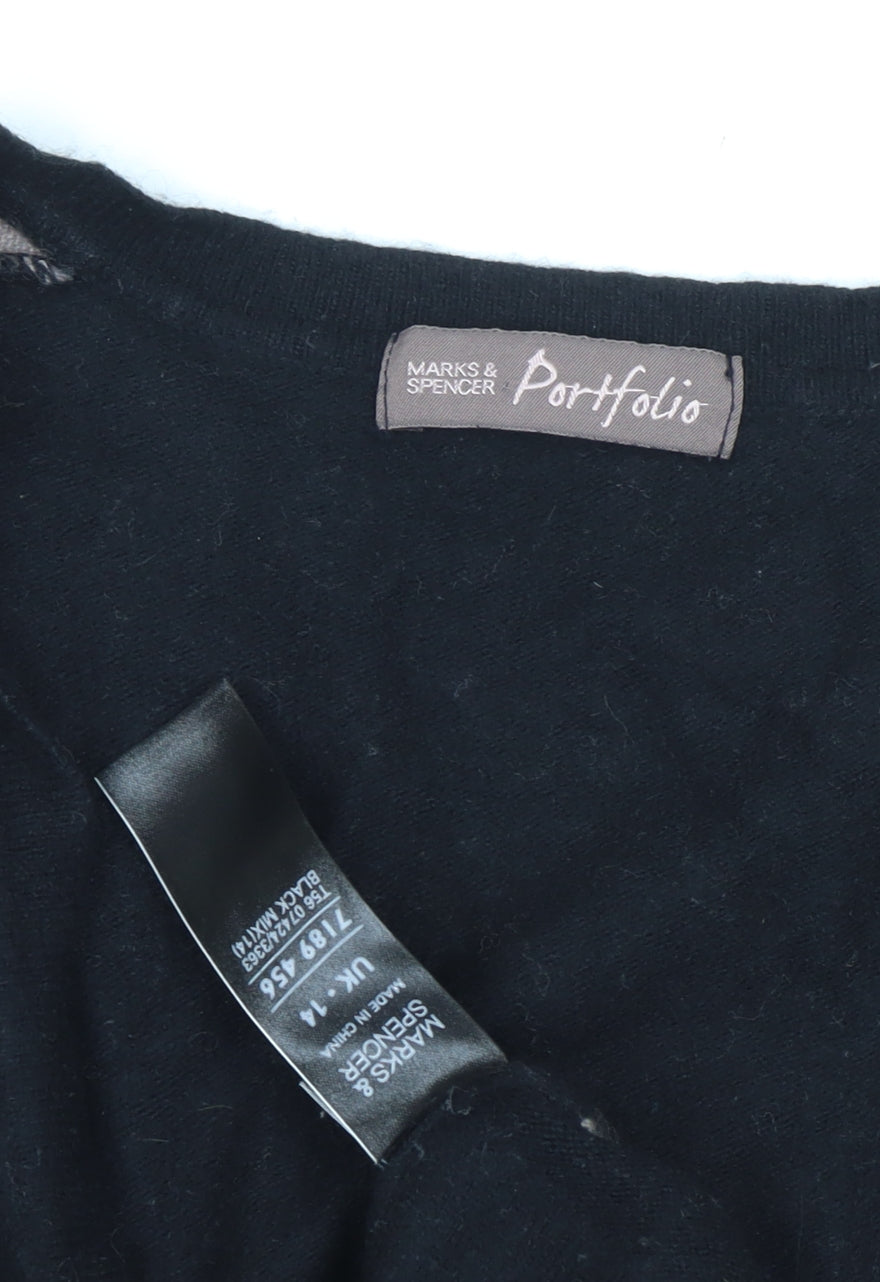 Marks and Spencer Women's Black Geometric Cardigan Size 14