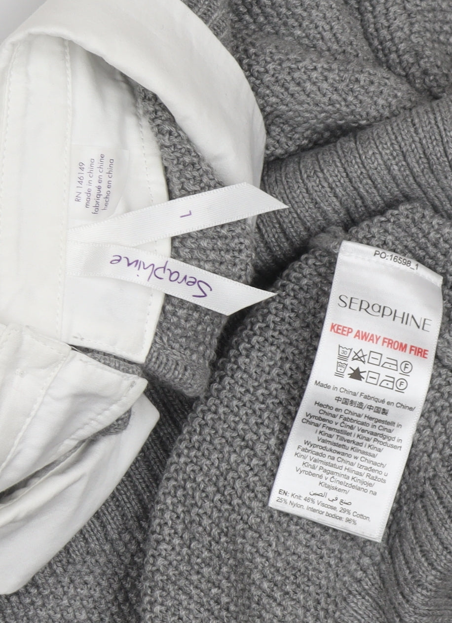 Seraphine Women's Grey Collared Jumper Size 10