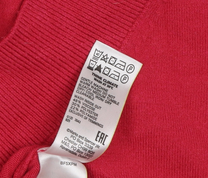 Marks and Spencer Pink V-Neck Women's Medium Jumper