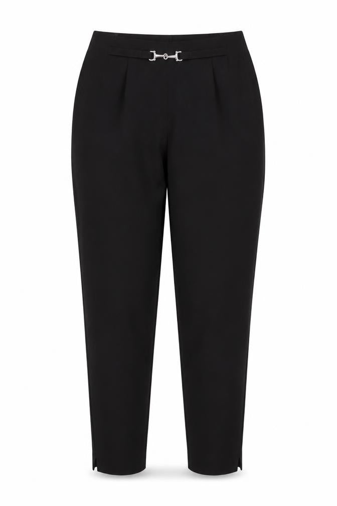 Front view of Essentials Women's Black Trousers, size 12, Polyester Zip Closure