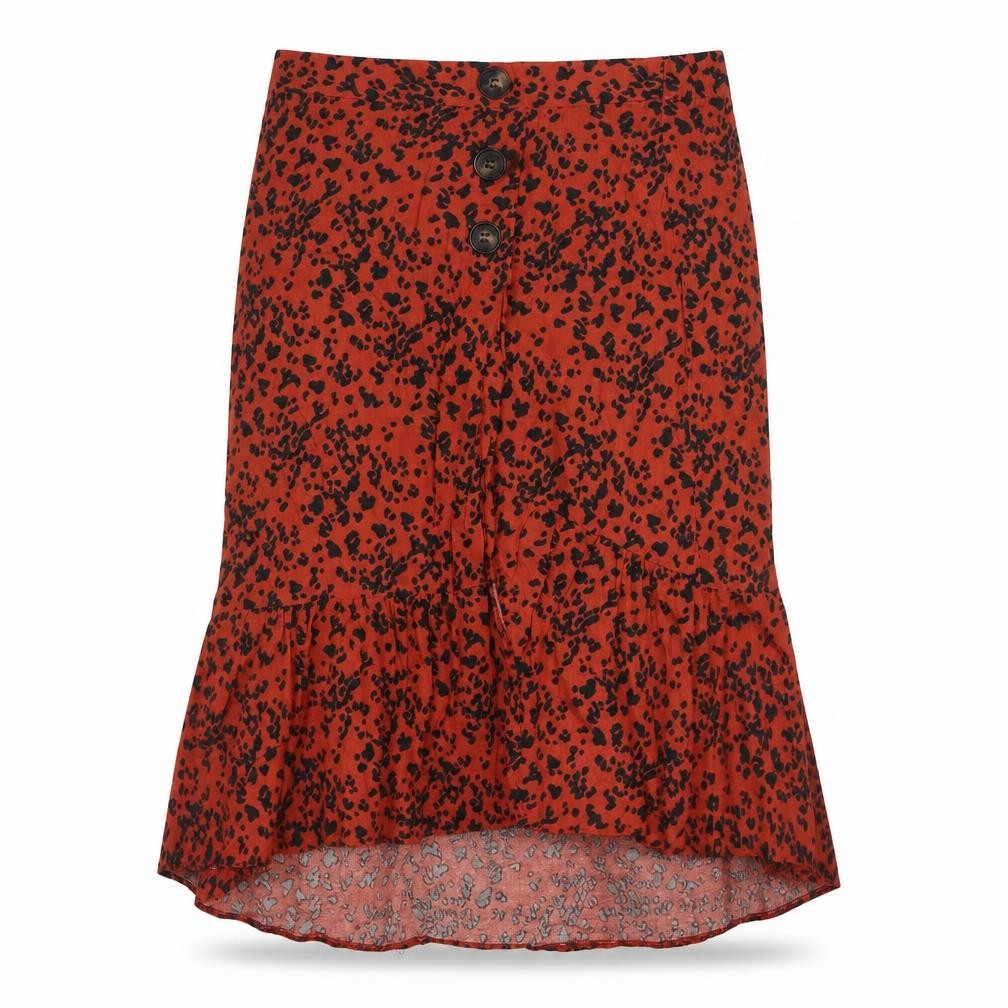 Front view of Monsoon Women's Red Trumpet Skirt, size 12