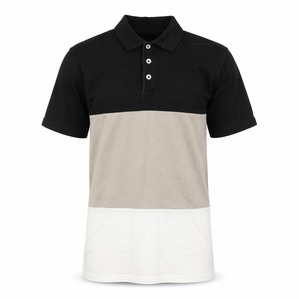 boohooMAN Men's Colourblock Polo, Small, Black/Beige