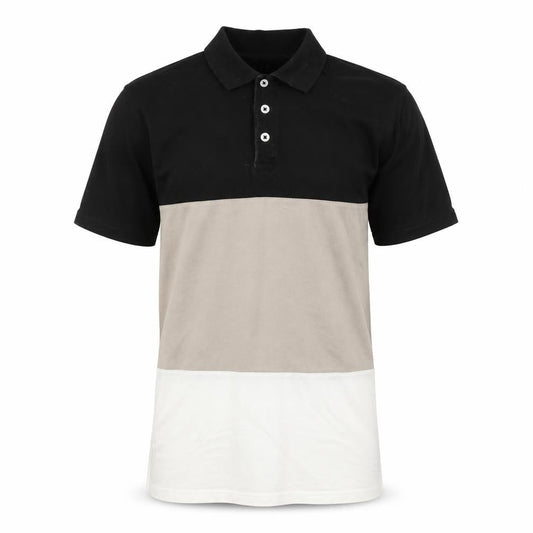 boohooMAN Men's Colourblock Polo, Small, Black/Beige